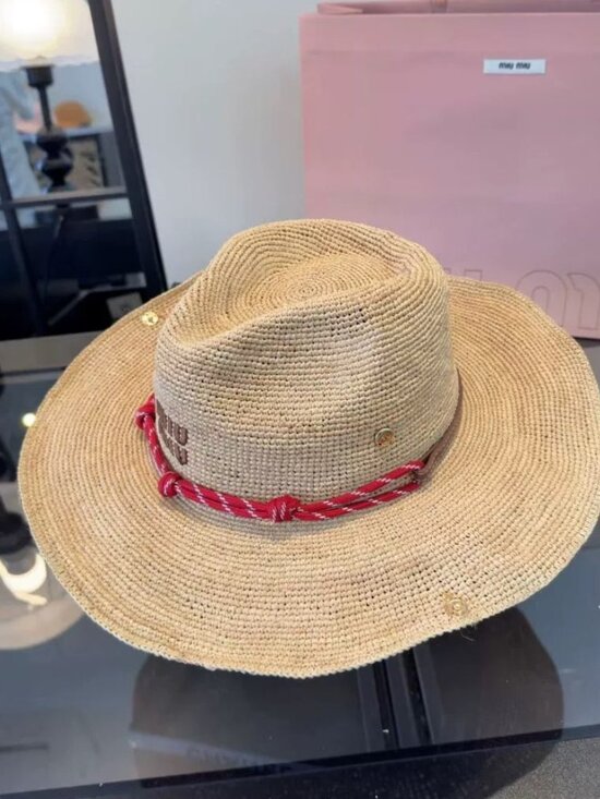 Miu Miu Natural Straw Western Cowgirl Hat